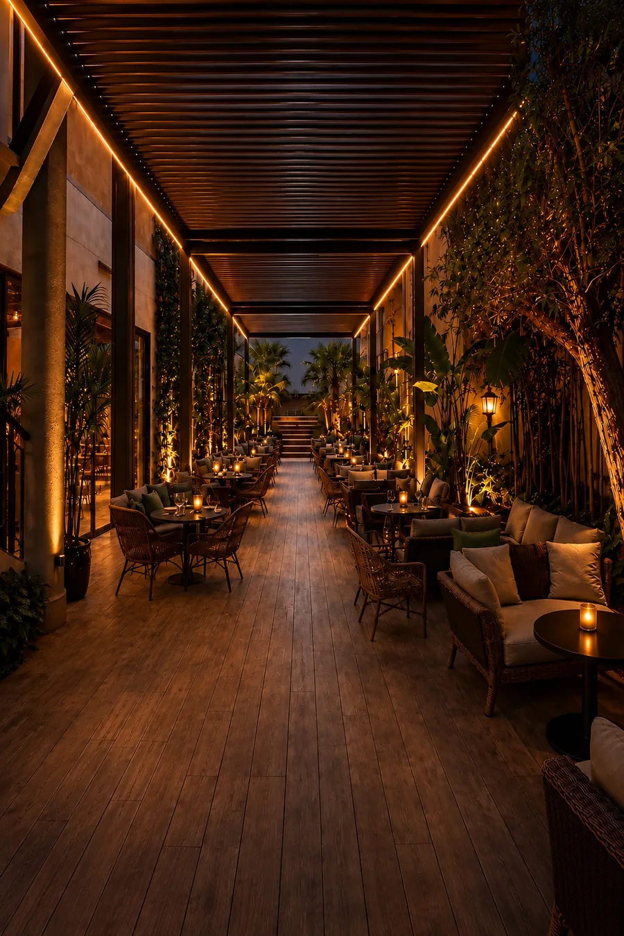 La Grande Terrasse Casablanca, allée lounge sous pergola